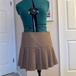 Monki Brown Checkered Mini Skirt